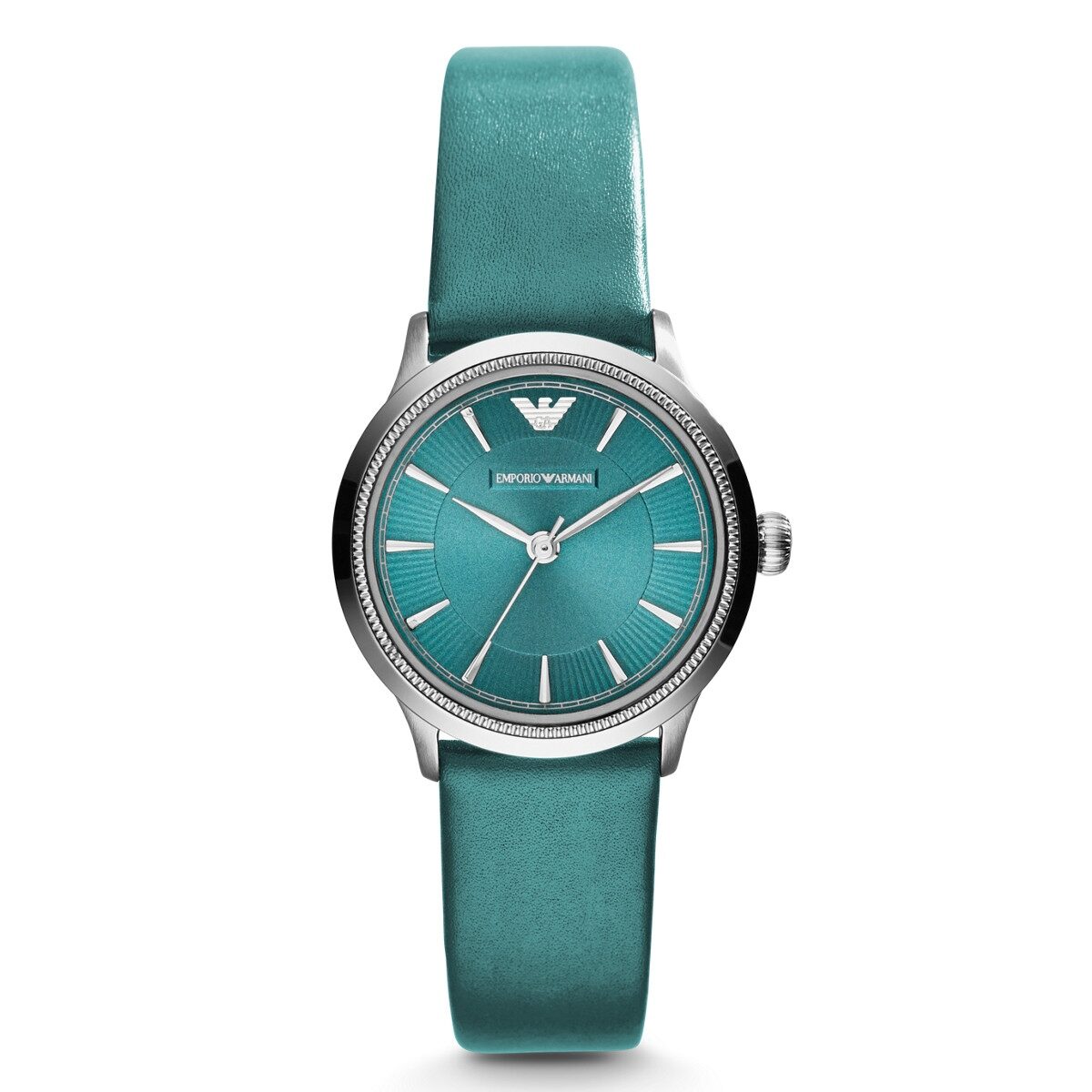 Emporio Armani Classic Teal Dial Teal Leather Quartz Ladies Watch #AR1804 - Dawson Watches