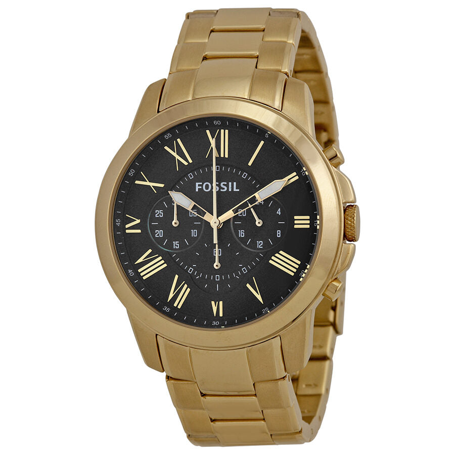 Fossil Grant chronograph men's watch with brown dial, gold-tone case and bracelet