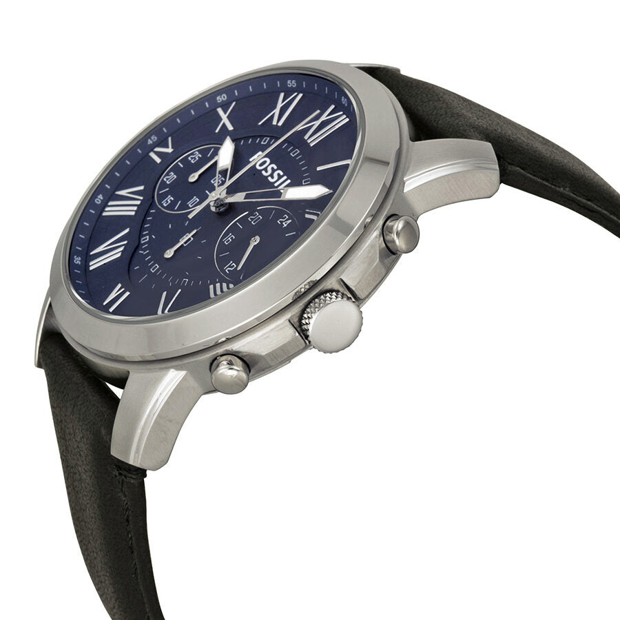 Fossil Grant FS4990 side view showing stainless steel case profile and chronograph pushers