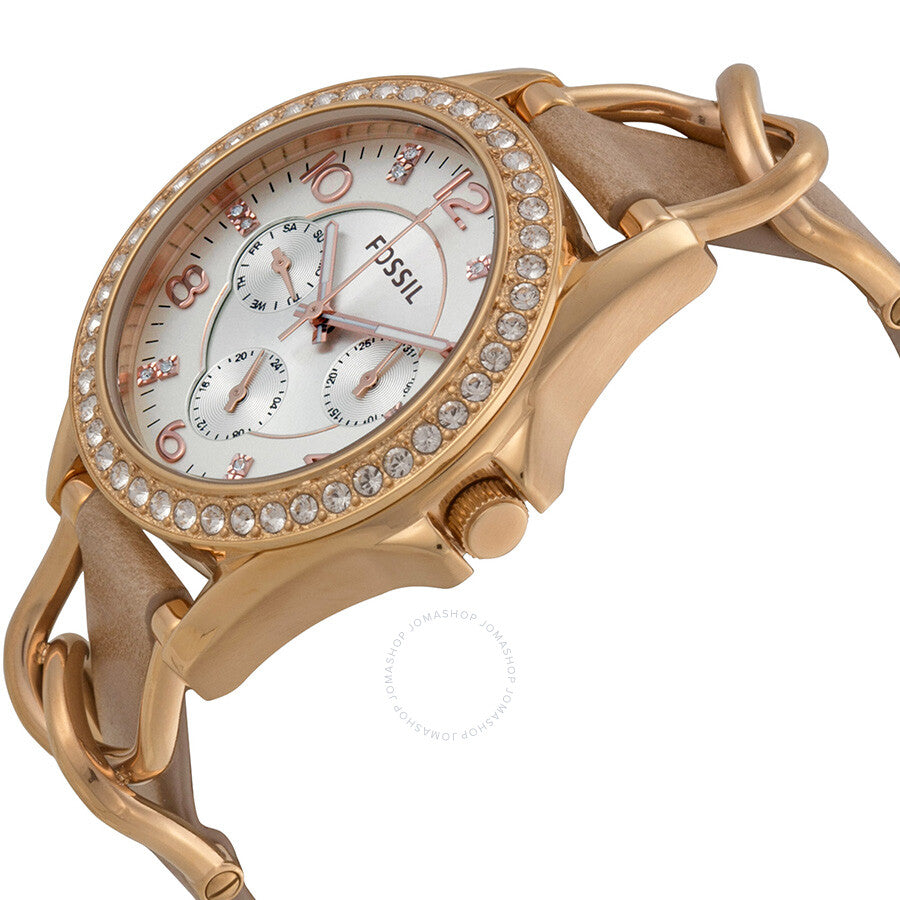 Fossil Riley Multi-Function Sand Dial Bone Leather Ladies Watch ES3466 - Dawson Watches #2