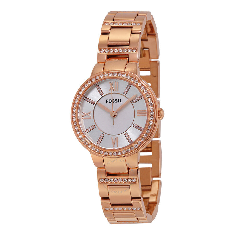 Fossil Virginia Silver Dial Rose Gold-tone Ladies Watch ES3284 - Dawson Watches