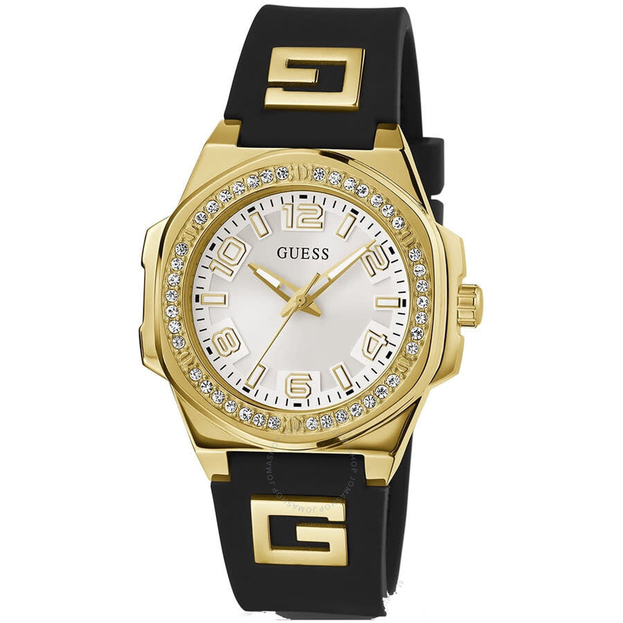 Guess Black Gold Wristwatch Silver-tone Dial Ladies Watch GW0617L1 - Dawson Watches