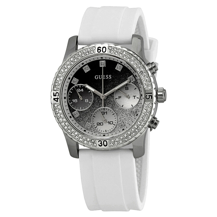 Guess Confetti Crystal Black and White Dial Ladies Watch W1098L1 - BigDaddy Watches