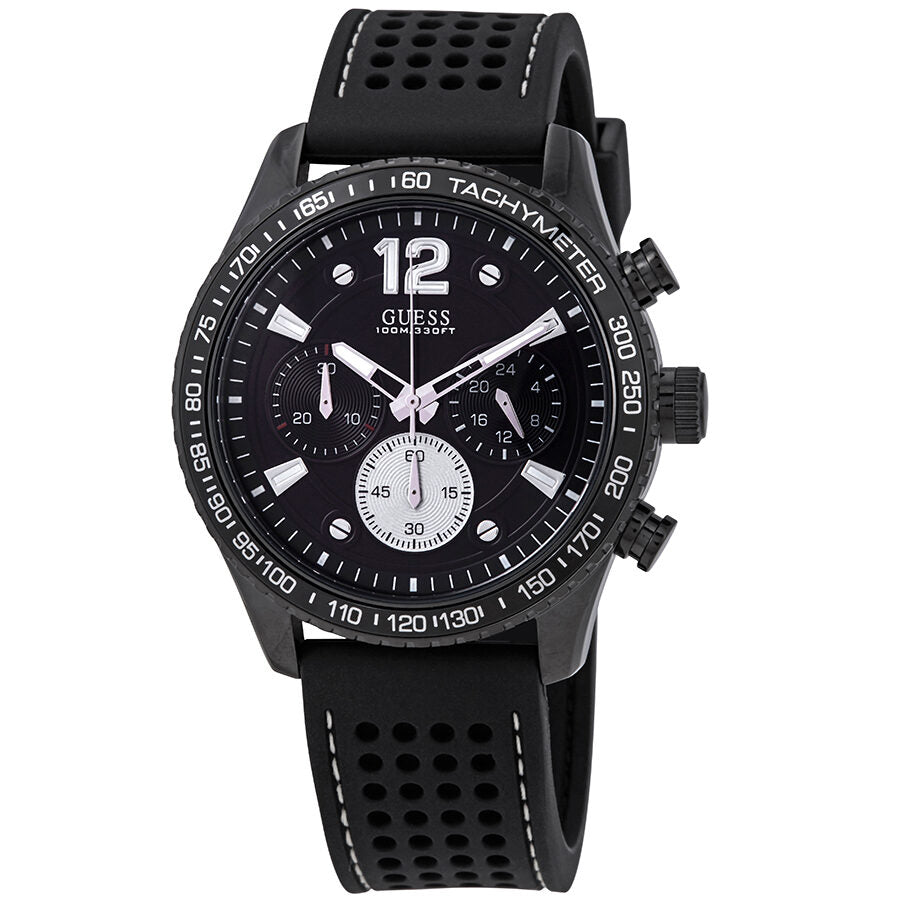 Guess Fleet Chronograph Black Dial Black Silicone Men's Watch W0971G1 - BigDaddy Watches