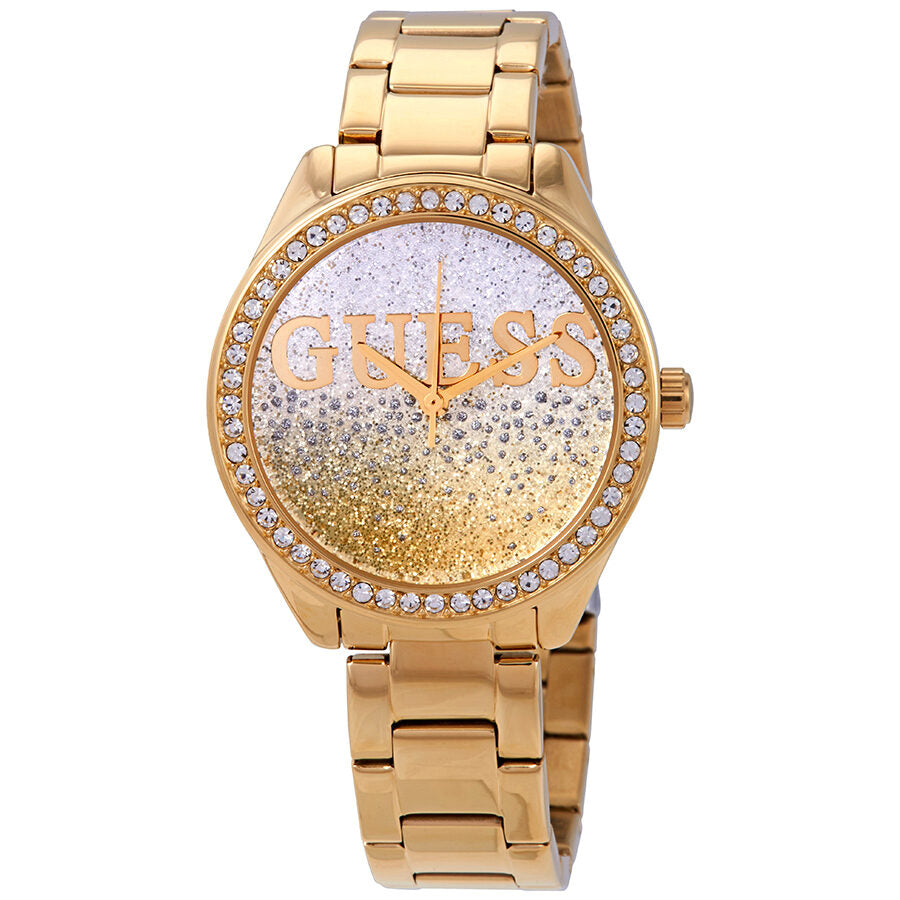 Guess Glitter Girl Gold and Silver Glitter Dial Ladies Watch W0987L2 - BigDaddy Watches