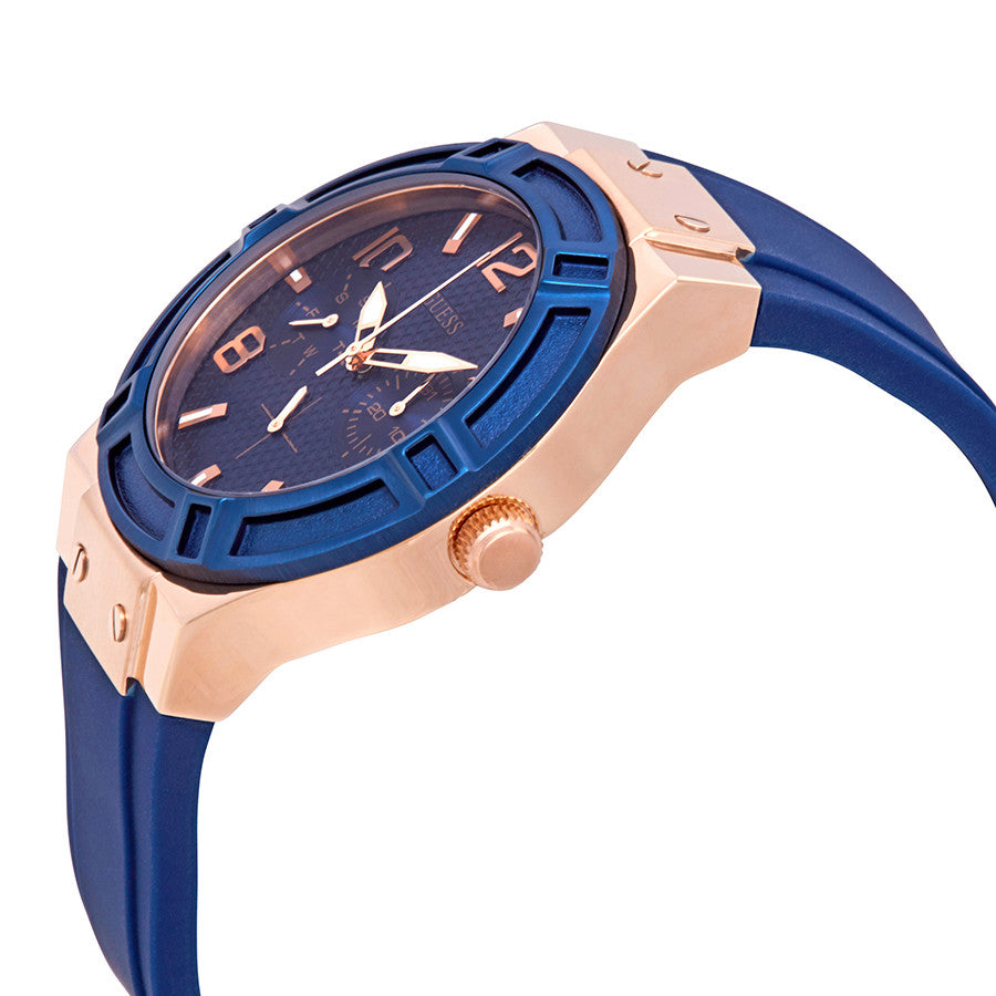 Guess Jet Setter Blue Dial Silicone Strap Watch W0571L1