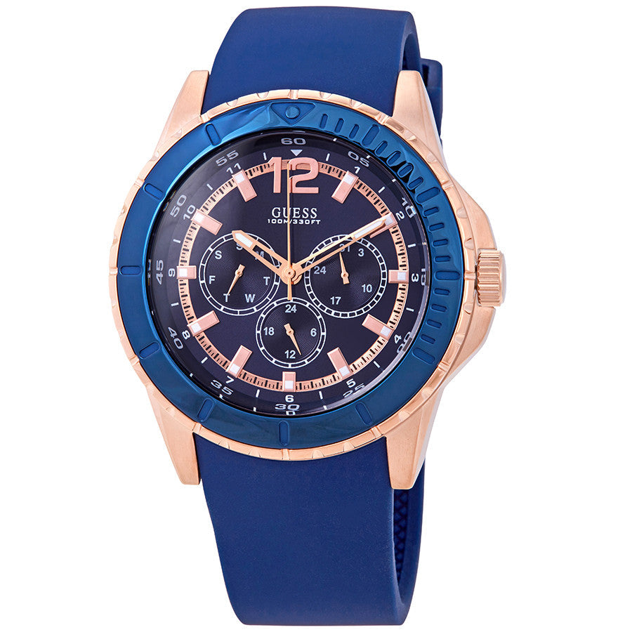 Guess Multi-Function Blue Dial Silicone Strap Men's Watch W0485G1