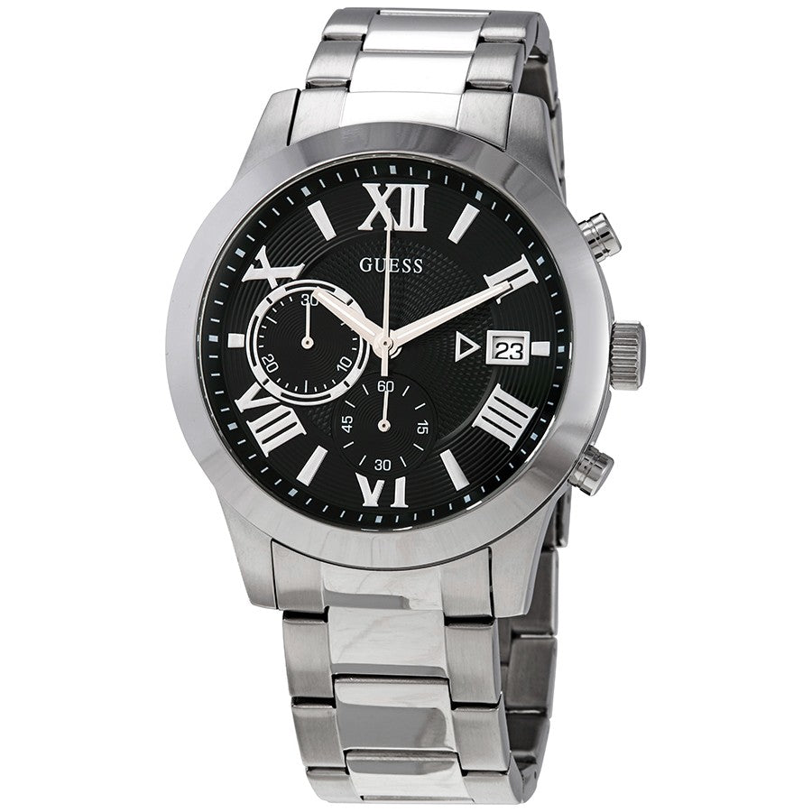 Guess Chrono Black Dial Silver Men's Watch W0668G3