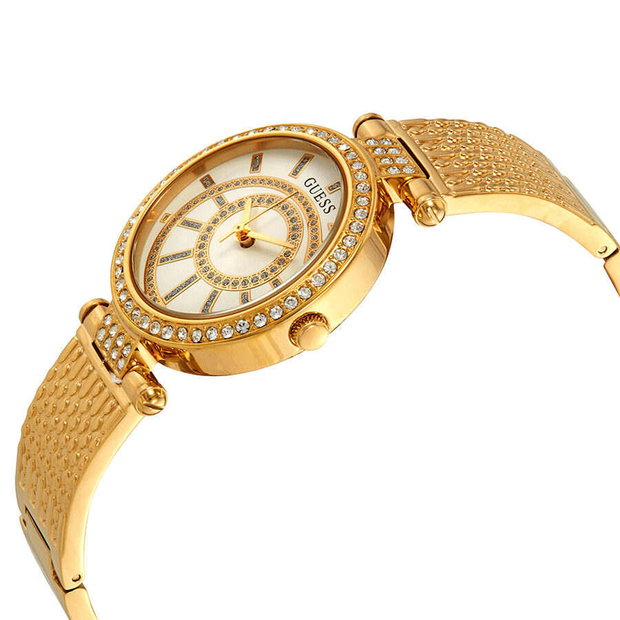 Guess Muse Crystal Silver Dial Ladies Gold-tone Watch W1008L2 - BigDaddy Watches #2