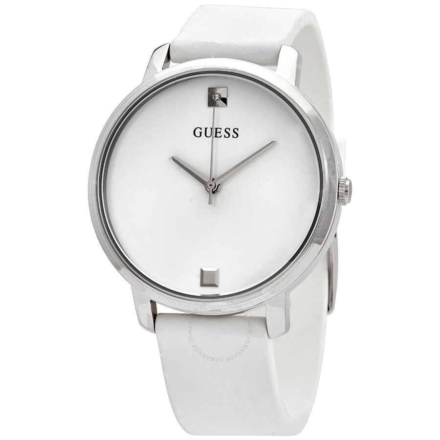 Guess Nova Quartz Silver Dial White Rubber Ladies Watch W1210L1 - Dawson Watches