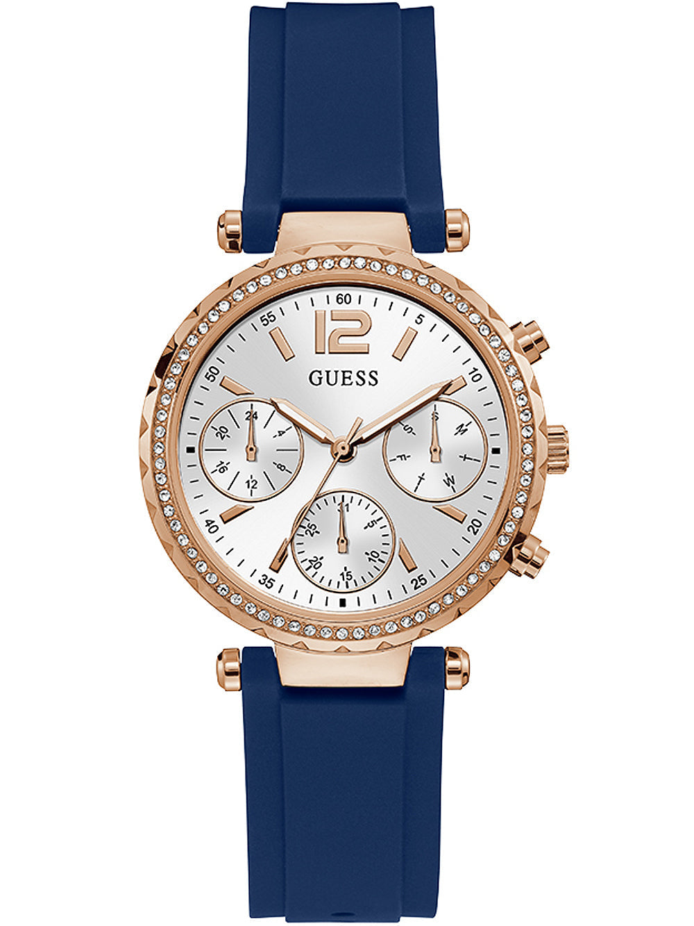 Guess Solstice Rose Gold Blue Silicone Women's Watch GW0113L3