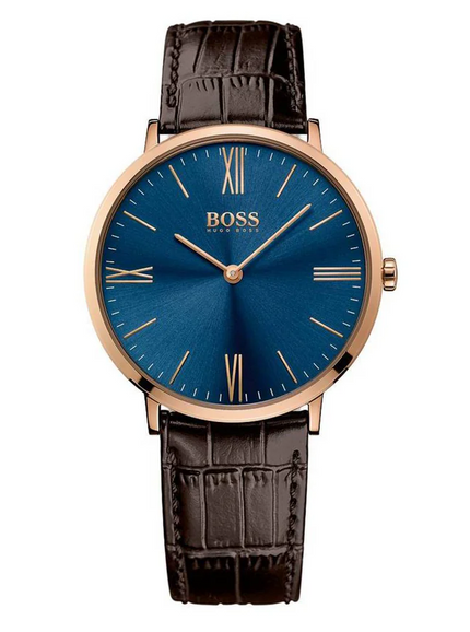 Hugo Boss Classic Jackson men's watch with blue dial and rose gold case