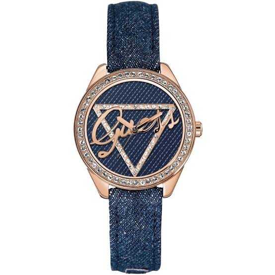 Guess Little Flirt Blue Dial Leather Strap Ladies Watch W0456L6