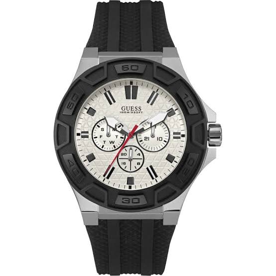 Guess Force White Dial Rubber Strap Men's Watch W0674G3