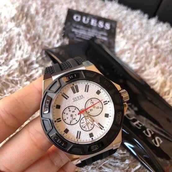 Guess Force White Dial Rubber Strap Men's Watch W0674G3