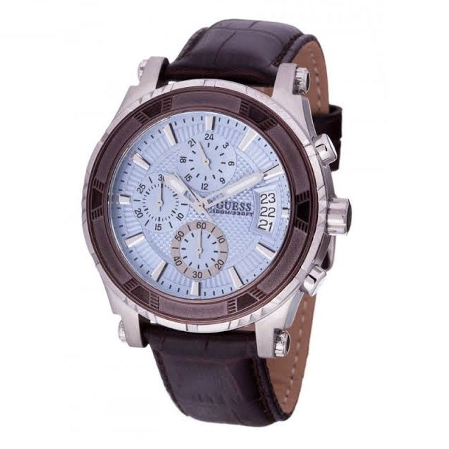 Guess Chronograph Blue Dial Leather Strap Men's Watch W0673G1