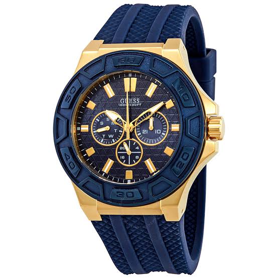 Guess Force Blue Dial Rubber Strap Men's Watch W0674G2