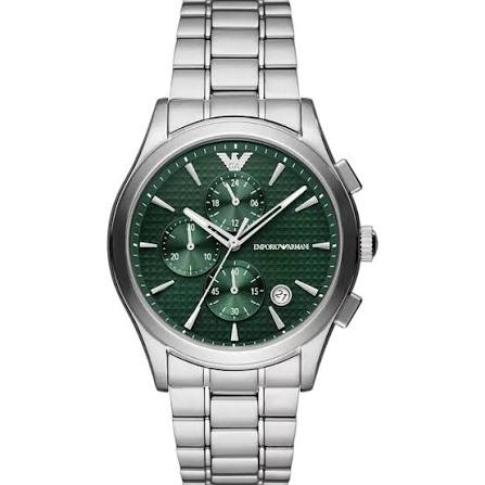 Emporio Armani Chronograph Green Dial Silver Men's Watch AR11529