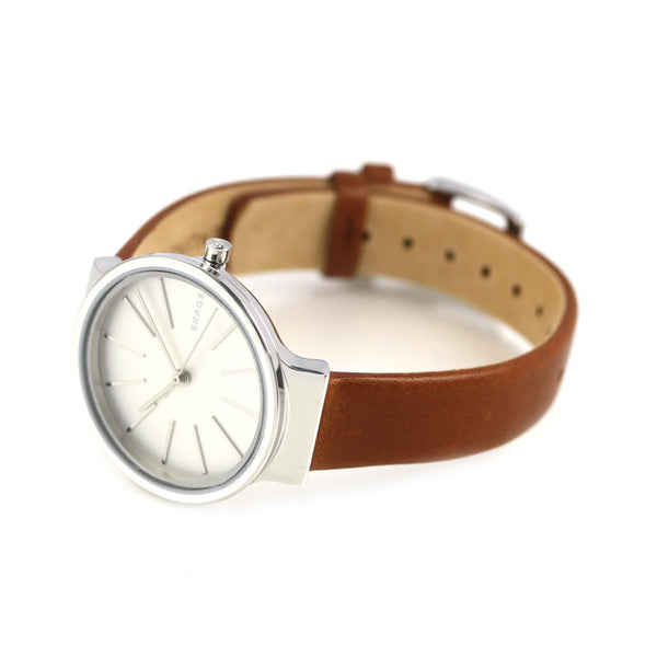 Skagen Ancher White Dial Leather Strap Ladies Watch SKW2479