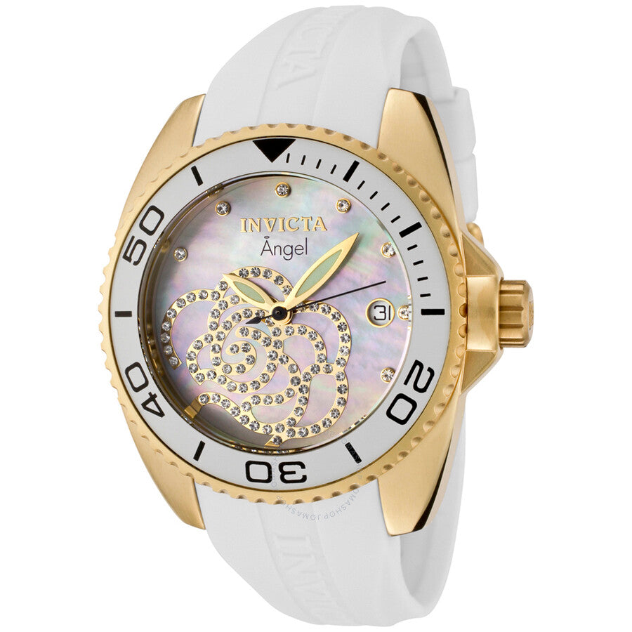 Invicta Angel Mother of Pearl Dial White Rubber Ladies Watch 0488 - Dawson Watches