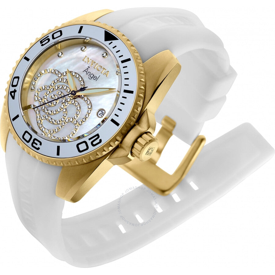Invicta Angel Mother of Pearl Dial White Rubber Ladies Watch 0488 - Dawson Watches #2