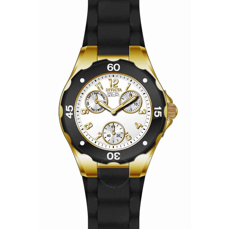 Invicta Angel Multi-Function Light Dial Black Silicone Ladies Watch 18797 - Dawson Watches