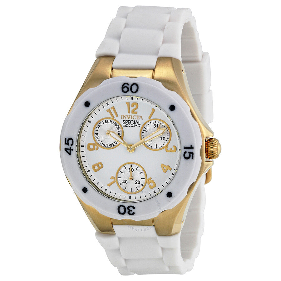 Invicta Angel Multi-Function White Sunray Dial White Silicone Ladies Watch 18796 - Dawson Watches