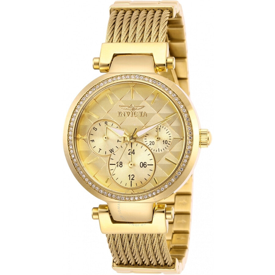 Invicta Angel Quartz Crystal Gold Dial Ladies Watch 28918 - Dawson Watches