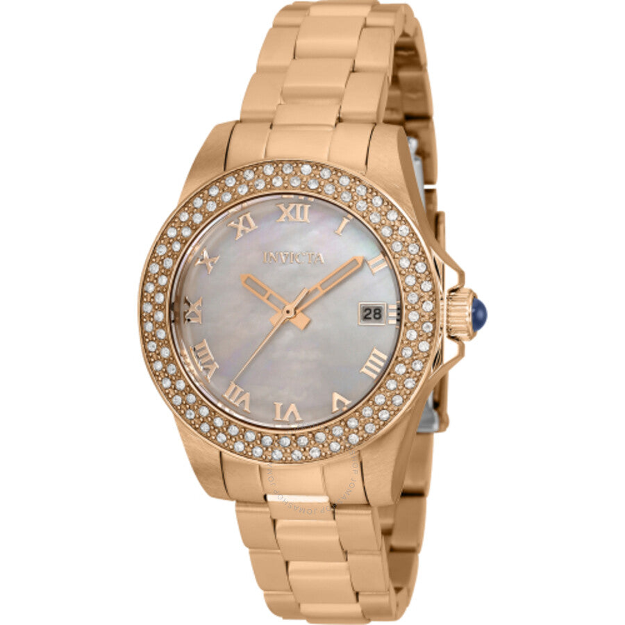Invicta Angel Quartz Crystal Mother of Pearl Dial Ladies Watch 36074 - Dawson Watches