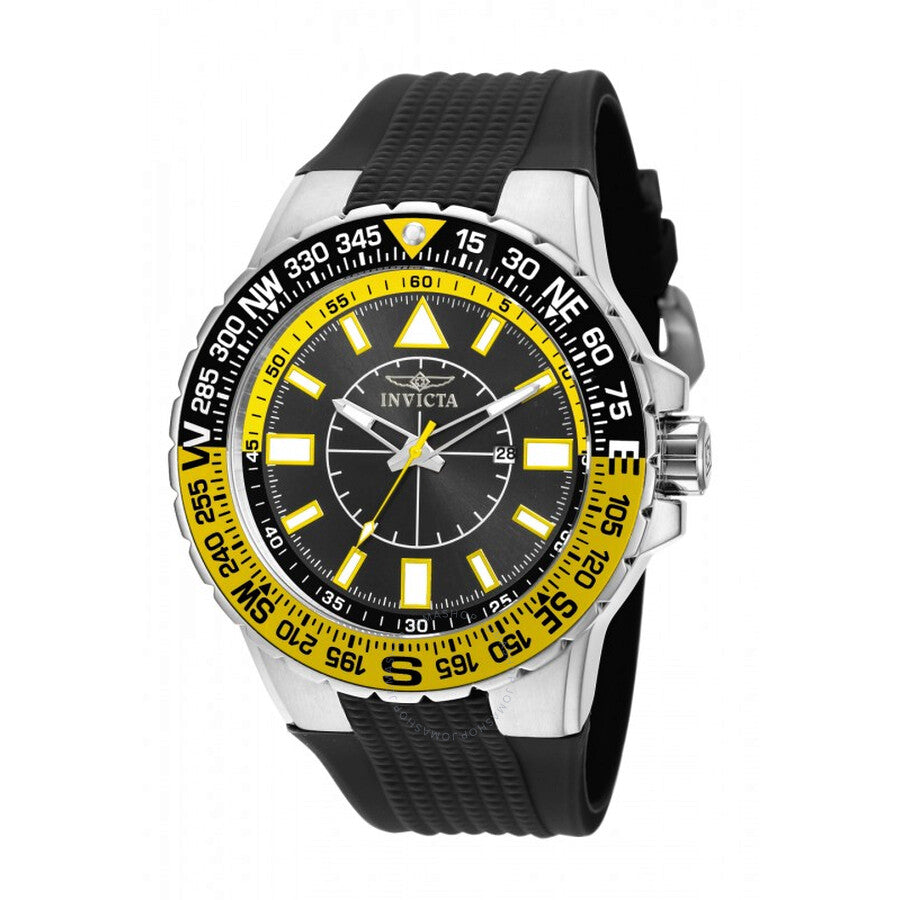 Invicta Aviator Black Dial Men's Black Silicone Watch 19267 - Dawson Watches