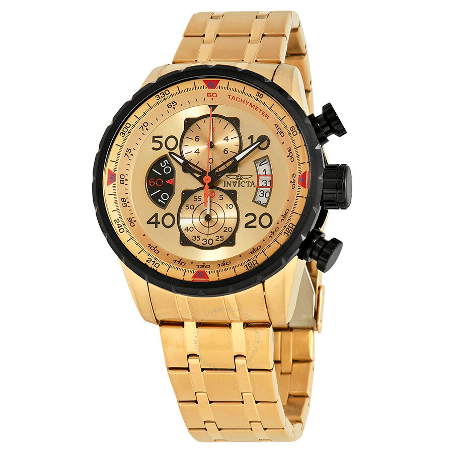 Invicta Aviator Chronograph Gold Dial Gold-plated Men's Watch 17205 - Dawson Watches