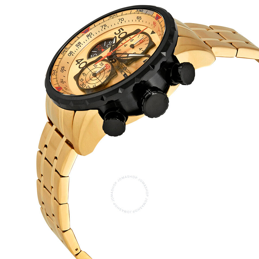 Invicta Aviator Chronograph Gold Dial Gold-plated Men's Watch 17205 - Dawson Watches #2