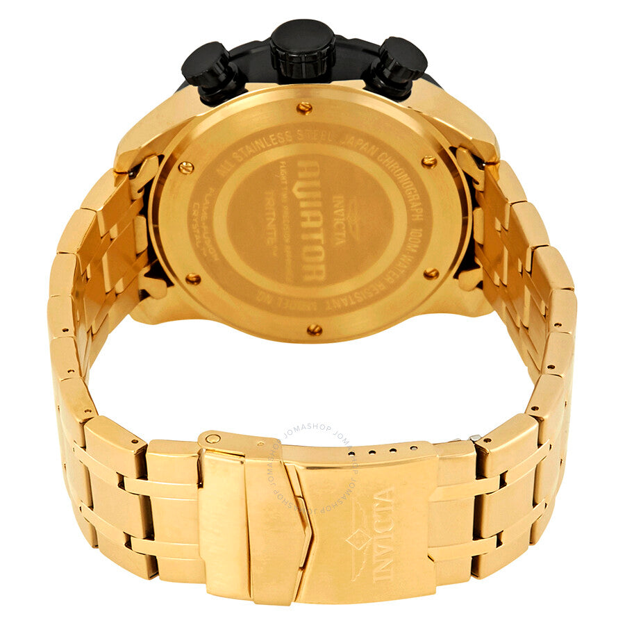Invicta Aviator Chronograph Gold Dial Gold-plated Men's Watch 17205 - Dawson Watches #3