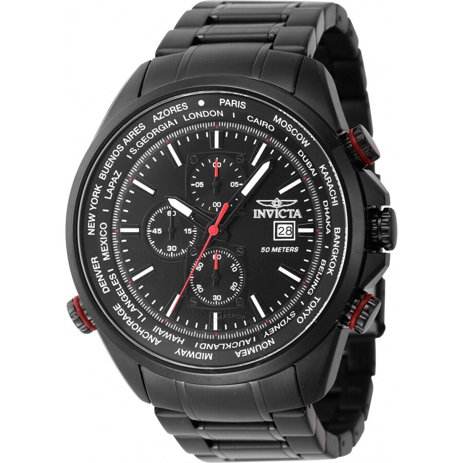 Invicta Aviator Chronograph Quartz Black Dial Men's Watch 47820 - Dawson Watches