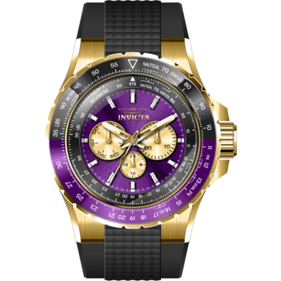 Invicta Aviator Date Day Quartz Purple Dial Men's Watch 44613 - Dawson Watches