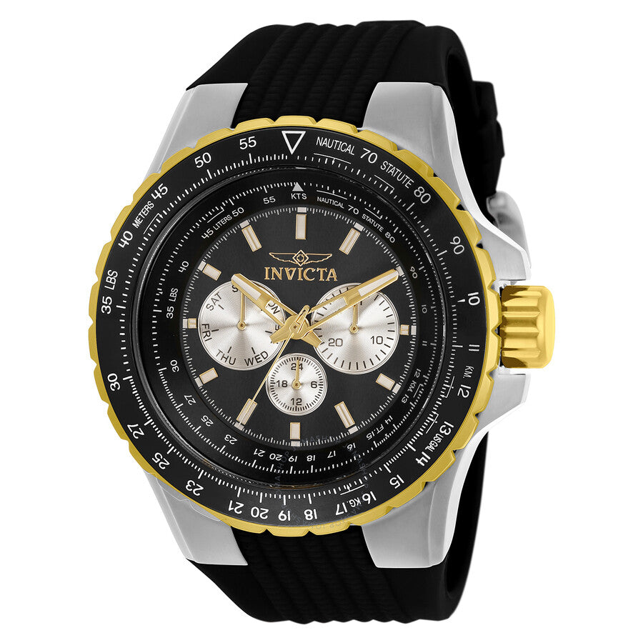 Invicta Aviator Quartz Black Dial Nautical Bezel Men's Watch 33029 - Dawson Watches