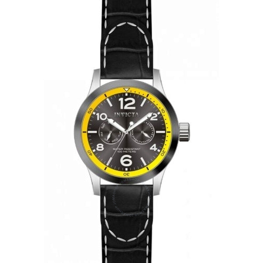 Invicta Force Grey Dial Black Leather Band Men's Watch 14141 - Dawson Watches