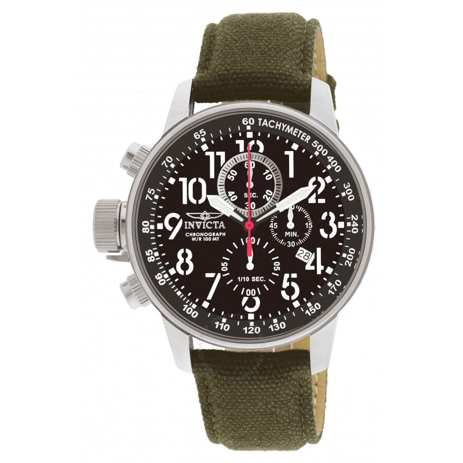 Invicta Force Lefty Crown Chronograph Black Dial Olive Fabric Men's Watch 1873 - Dawson Watches