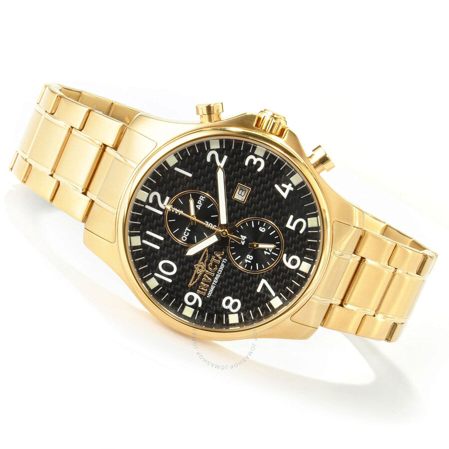 Invicta II Collection Black Dial 18kt Gold-plated Men's Watch 0382 - Dawson Watches