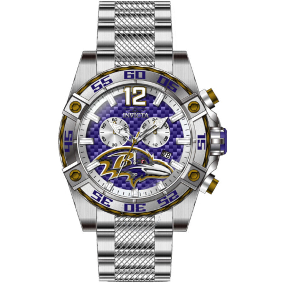 Invicta Nfl Baltimore Ravens Chronograph GMT Quartz Purple Dial Men's Watch 45429 - Dawson Watches