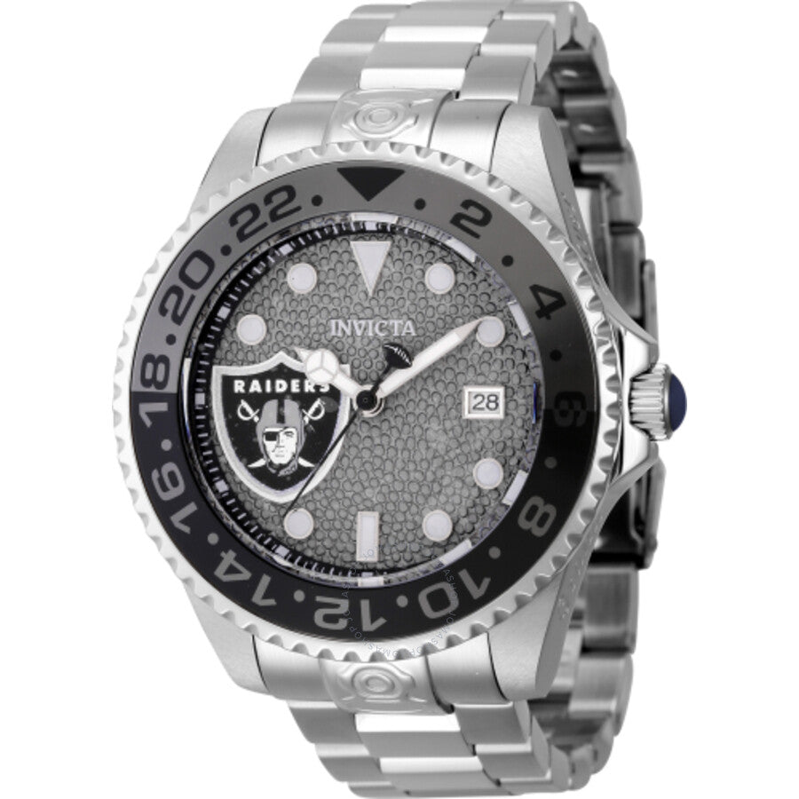 Invicta NFL Las Vegas Raiders Automatic Date Grey Dial Men's Watch 45025 - Dawson Watches