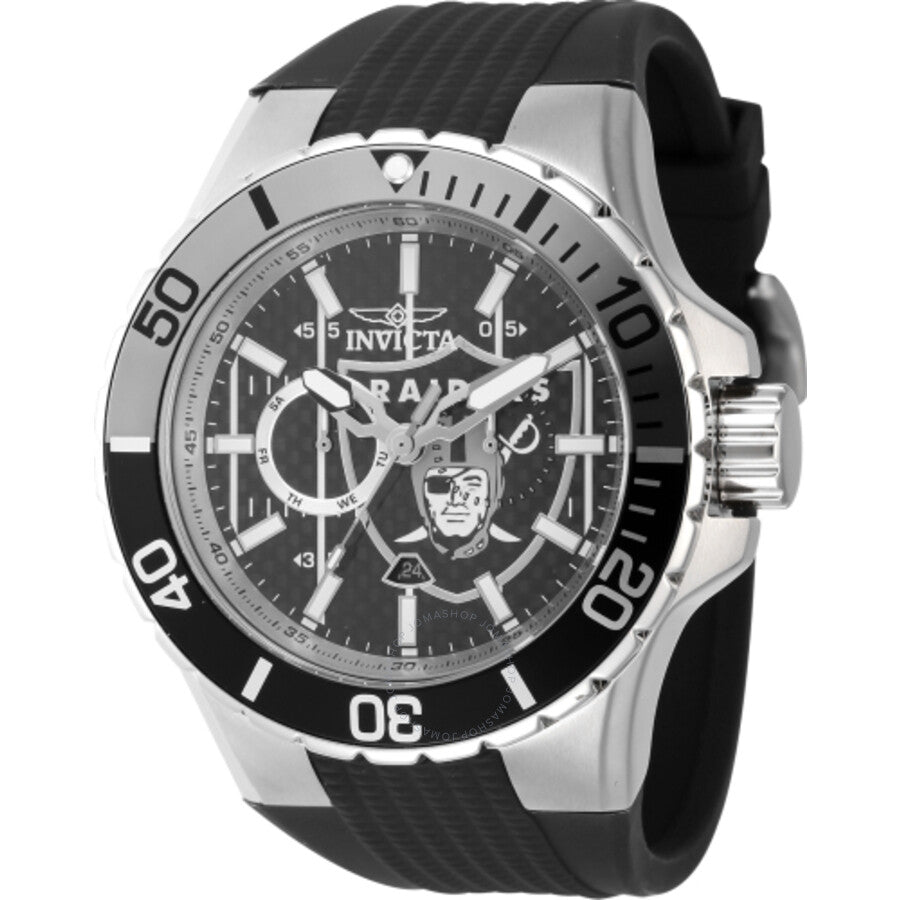 Invicta NFL Las Vegas Raiders GMT Quartz Black Dial Men's Watch 45400 - Dawson Watches