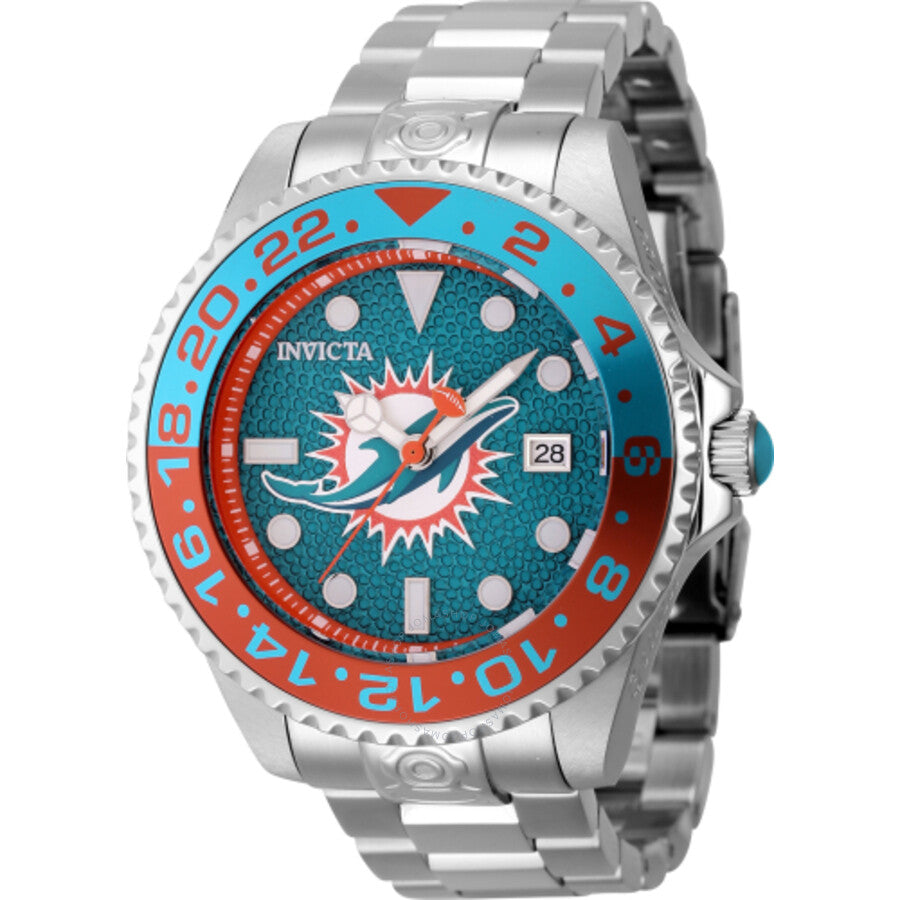 Invicta NFL Miami Dolphins Automatic Date Dive Green Dial Men's Watch 45029 - Dawson Watches