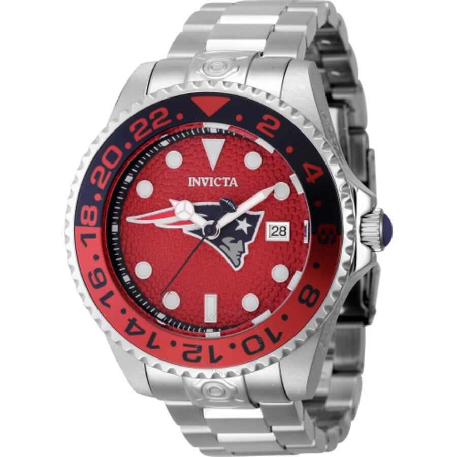 Invicta NFL New England Patriots Automatic Date Dive Red Dial Men's Watch 45031 - Dawson Watches