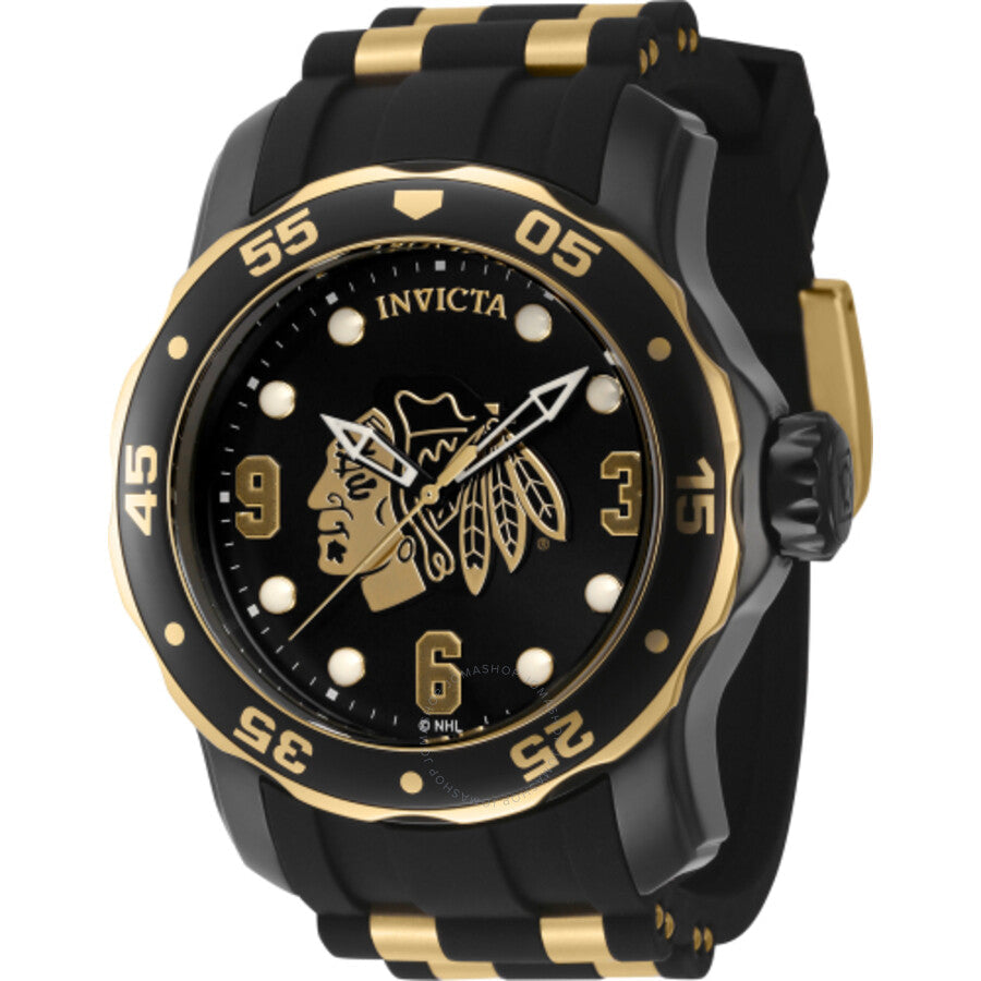 Invicta NHL Chicago Blackhawks Quartz Black Dial Men's Watch 42315 - Dawson Watches