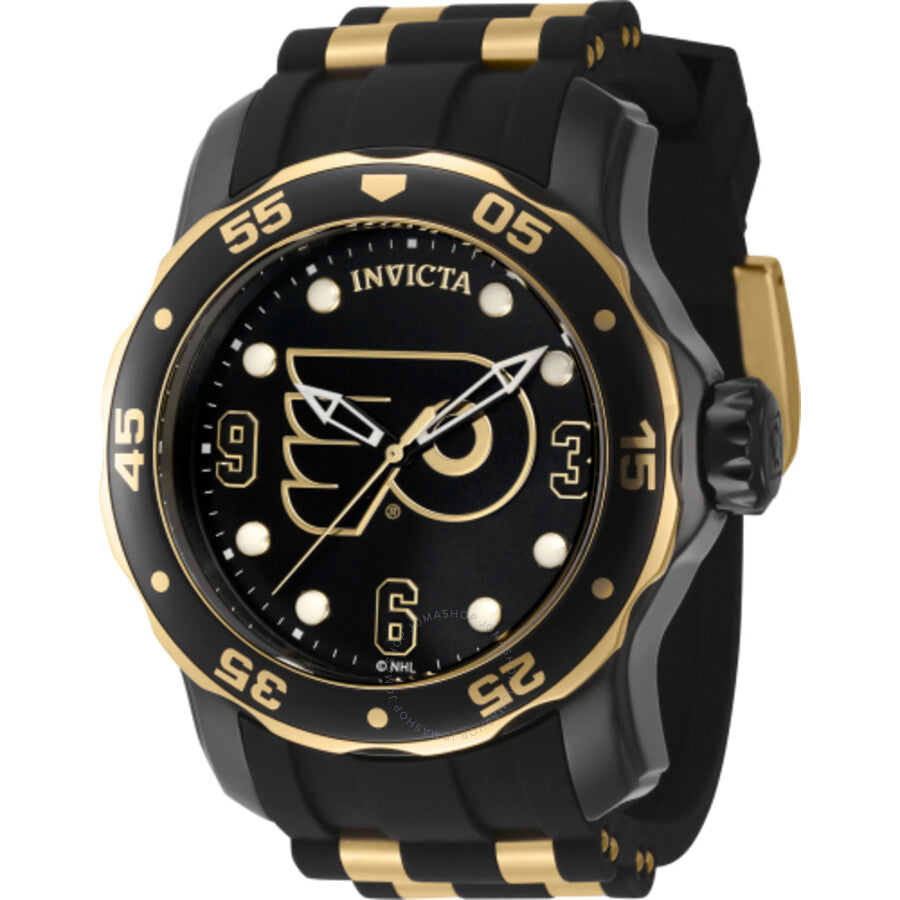 Invicta NHL Philadelphia Flyers Quartz Black Dial Men's Watch 42308 - Dawson Watches