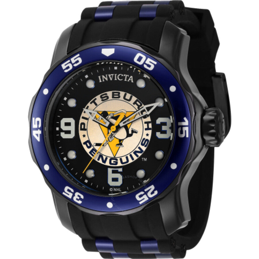 Invicta NHL Pittsburgh Penguins Quartz Black Dial Men's Watch 42646 - Dawson Watches