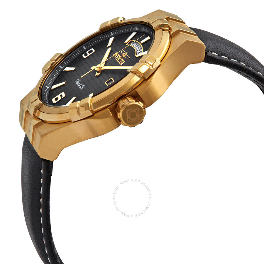 Invicta Objet D Art Quartz Black Dial Black Leather Men's Watch 30186 - Dawson Watches #2