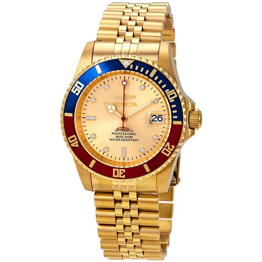 Invicta Pro Diver Pepsi Bezel Automatic Gold Dial Men's Watch 29183 - Dawson Watches