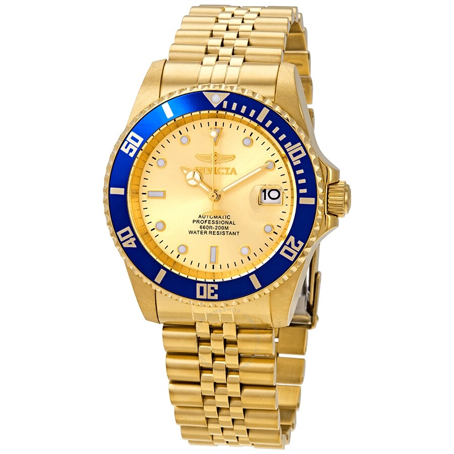 Invicta Pro Diver Automatic Date Gold Dial Men's Watch 29185 - Dawson Watches